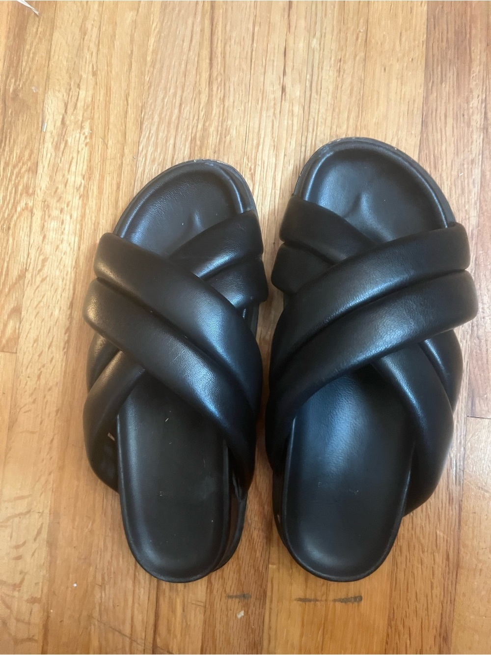 Anine Bing Lizzie Black Padded Crisscross Slide Sandals size 38